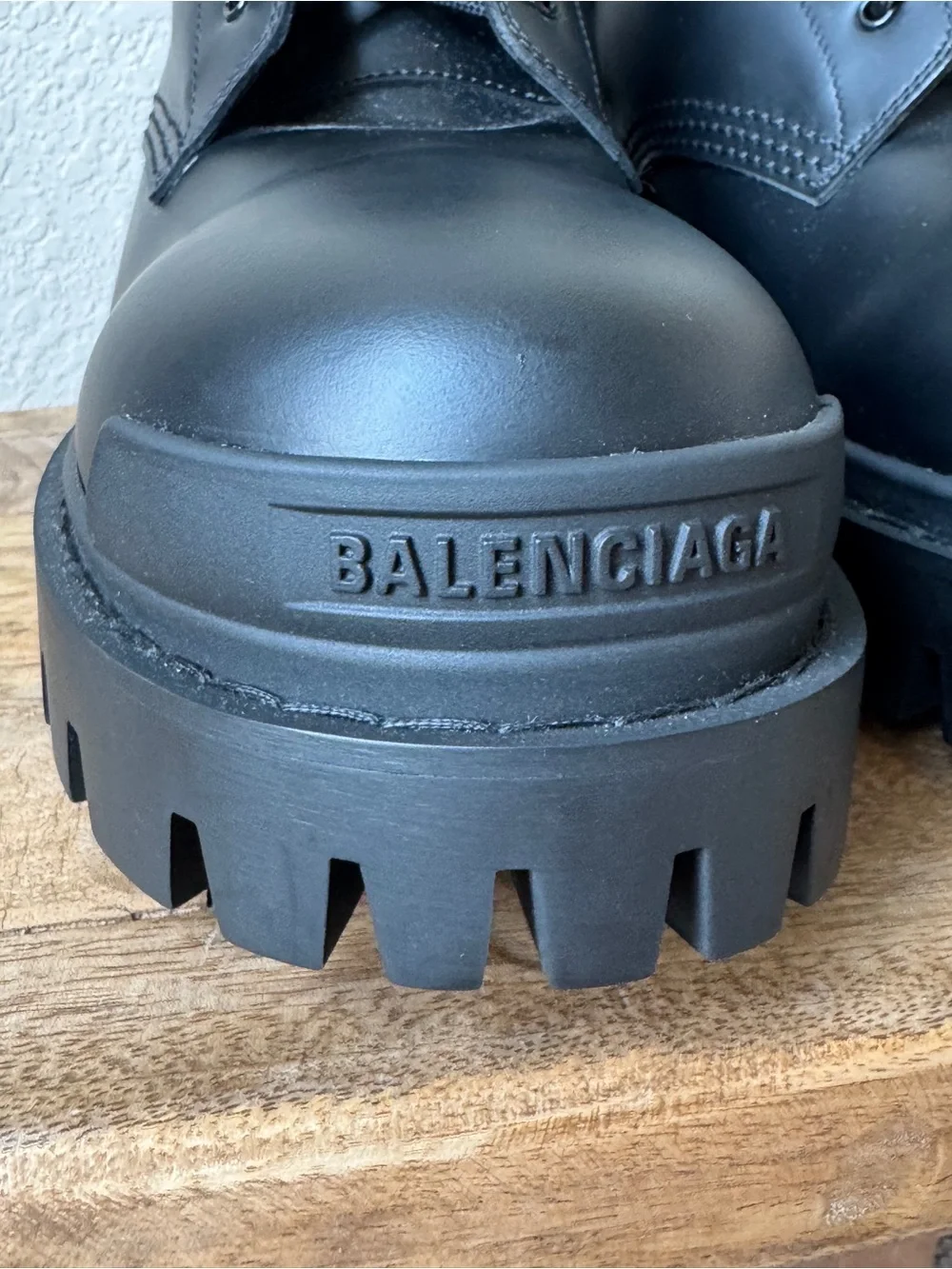 Balenciaga Black Leather Combat Boots